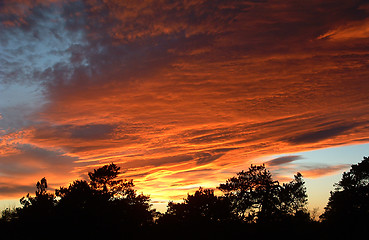 Image showing Sunset with colourfull clouds