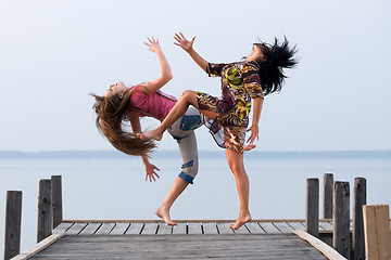 Image showing two girl  are dancing