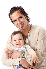 Image showing Father and little son studio portrait