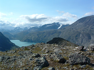 Image showing Gjendelake and mountain in Jotunheimen Norway