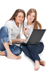 Image showing two student girl with laptop