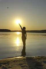 Image showing girl on the evening beach