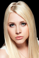 Image showing young woman close up studio portrait