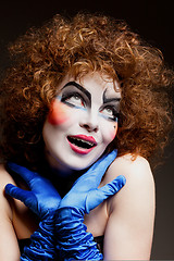 Image showing woman mime with theatrical makeup