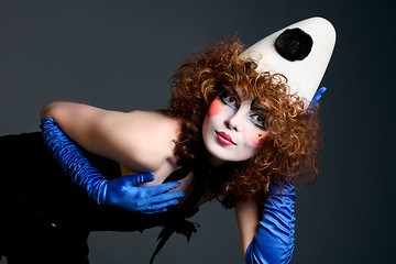 Image showing woman mime with theatrical makeup