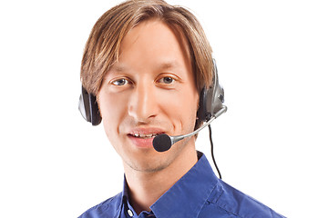 Image showing businessman working in a call center