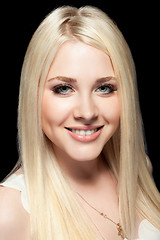 Image showing young woman close up studio portrait