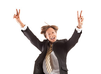 Image showing successful business man jump