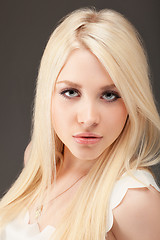 Image showing young woman close up studio portrait