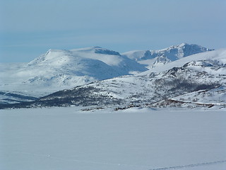 Image showing Winter by Sjodalsvatnet in Jotunheimen Norway