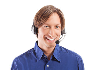 Image showing businessman working in a call center