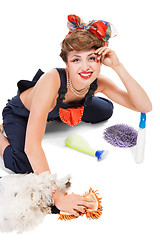 Image showing pin up girl, bonde  housewife