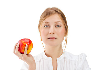 Image showing Beautiful woman holding apple