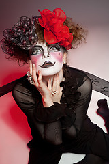 Image showing woman mime with theatrical makeup