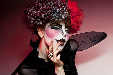 Image showing woman mime with theatrical makeup