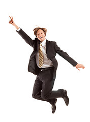 Image showing successful business man jump