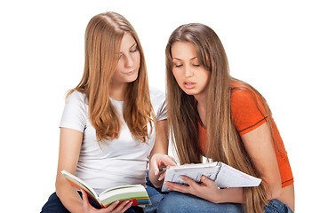 Image showing two young happy student girl