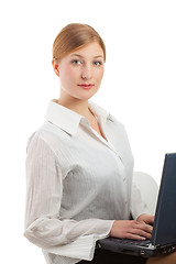 Image showing Beautiful smiling businesswoman looking at camera