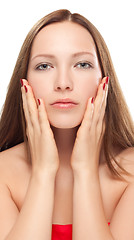 Image showing young woman close up studio portrait