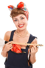 Image showing pin up girl, bonde  housewife