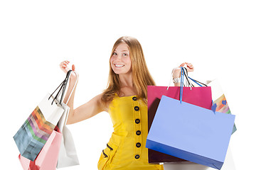 Image showing Shopping. Beautiful girl with bag