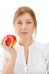 Image showing Beautiful woman holding apple