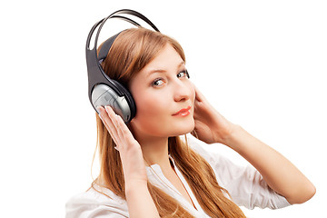 Image showing Beautiful women listening music.