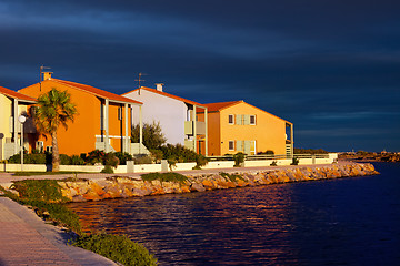 Image showing seaside vacation  village at sunset, France