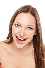 Image showing young woman close up studio portrait