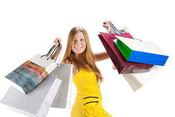 Image showing Shopping. Beautiful girl with bag