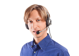 Image showing businessman working in a call center