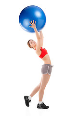 Image showing woman exercising on an exercise ball