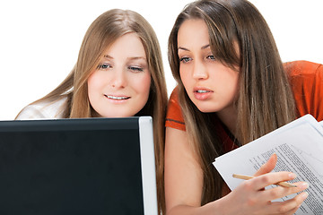 Image showing two student girl with laptop