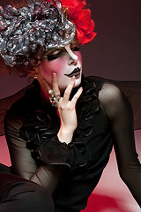 Image showing woman mime with theatrical makeup