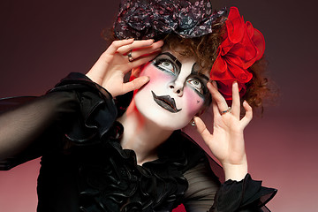 Image showing woman mime with theatrical makeup