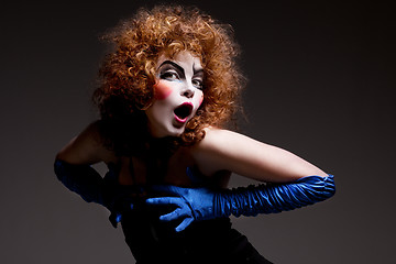 Image showing woman mime with theatrical makeup