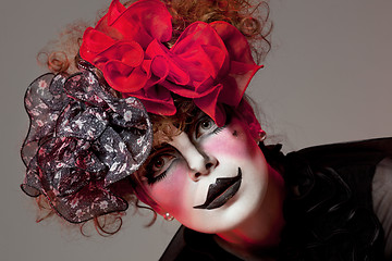 Image showing woman mime with theatrical makeup