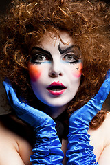 Image showing woman mime with theatrical makeup