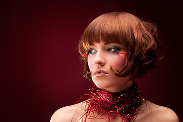 Image showing Beautiful girl in red dress