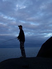 Image showing Fishing in the midnightsun