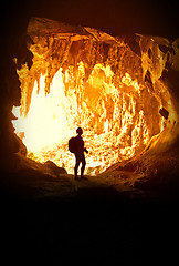 Image showing woman in cave