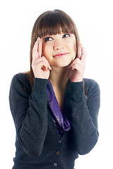 Image showing Girl with crossed fingers