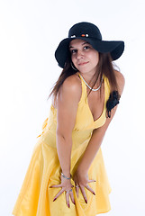 Image showing Pretty woman in yellow dress