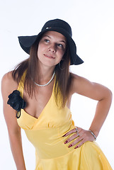 Image showing Pretty woman in yellow dress