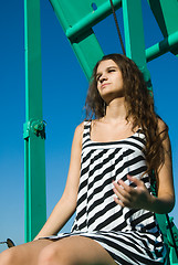 Image showing Girl on crane