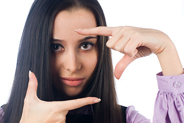 Image showing Girl showing frame sign