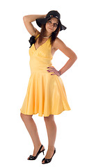 Image showing Pretty woman in yellow dress