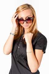 Image showing portrait of a beautiful woman with spectacles