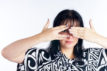 Image showing Woman covering eyes