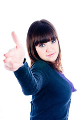 Image showing Girl showing thumb up gesture